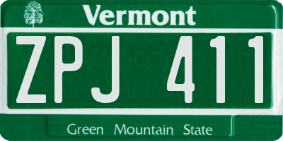 VT license plate ZPJ411