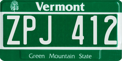 VT license plate ZPJ412