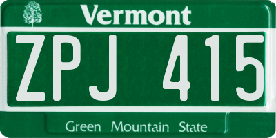VT license plate ZPJ415