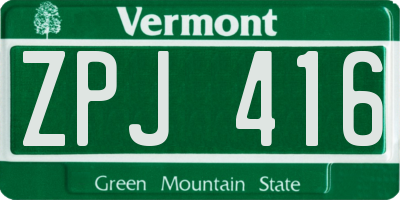 VT license plate ZPJ416