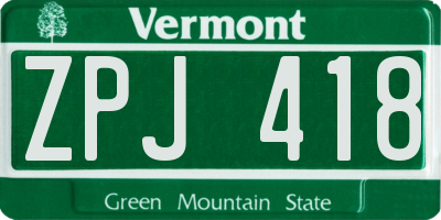 VT license plate ZPJ418