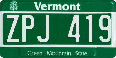VT license plate ZPJ419