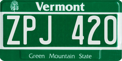 VT license plate ZPJ420