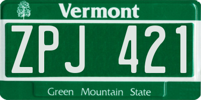 VT license plate ZPJ421