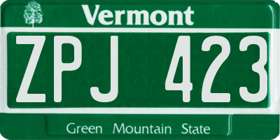 VT license plate ZPJ423
