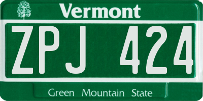 VT license plate ZPJ424