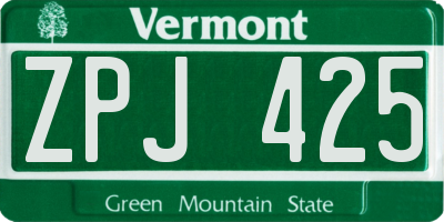 VT license plate ZPJ425
