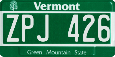 VT license plate ZPJ426