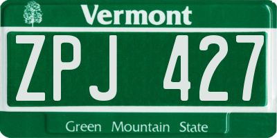 VT license plate ZPJ427