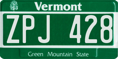 VT license plate ZPJ428