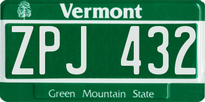 VT license plate ZPJ432