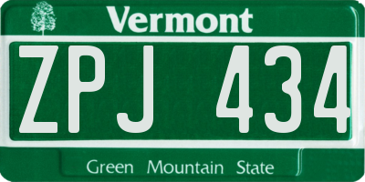 VT license plate ZPJ434