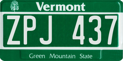 VT license plate ZPJ437