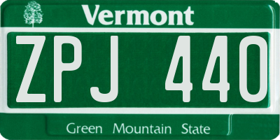VT license plate ZPJ440