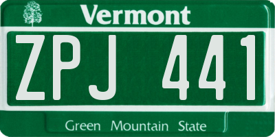 VT license plate ZPJ441