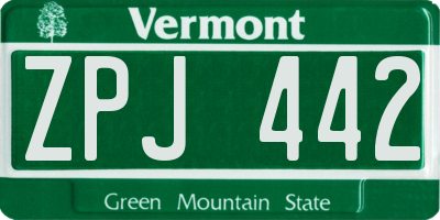 VT license plate ZPJ442