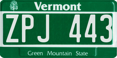 VT license plate ZPJ443
