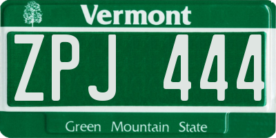 VT license plate ZPJ444