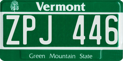 VT license plate ZPJ446