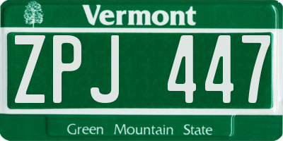 VT license plate ZPJ447