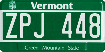 VT license plate ZPJ448