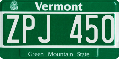 VT license plate ZPJ450