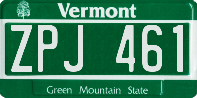 VT license plate ZPJ461