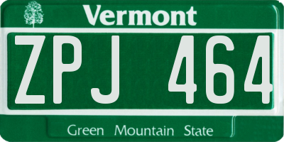 VT license plate ZPJ464