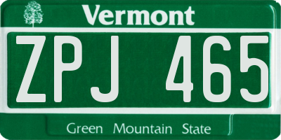 VT license plate ZPJ465
