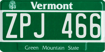 VT license plate ZPJ466
