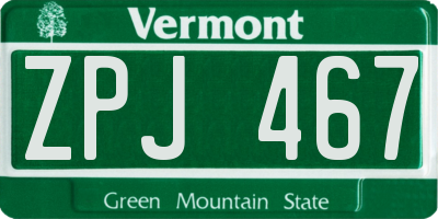 VT license plate ZPJ467