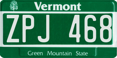 VT license plate ZPJ468