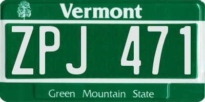 VT license plate ZPJ471