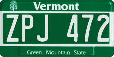 VT license plate ZPJ472