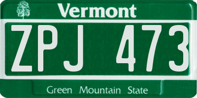 VT license plate ZPJ473