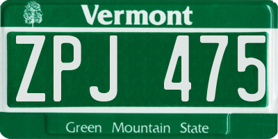 VT license plate ZPJ475