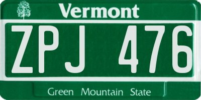 VT license plate ZPJ476