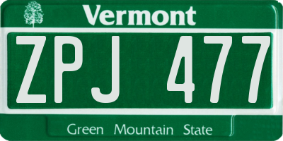 VT license plate ZPJ477