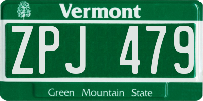 VT license plate ZPJ479