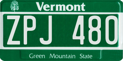 VT license plate ZPJ480