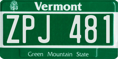 VT license plate ZPJ481