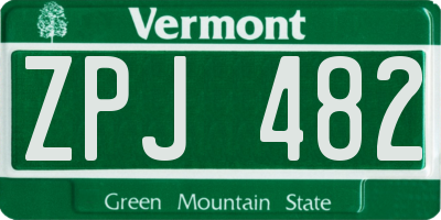VT license plate ZPJ482