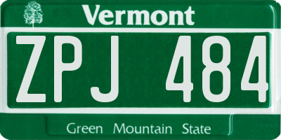 VT license plate ZPJ484