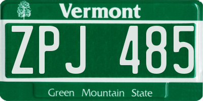 VT license plate ZPJ485