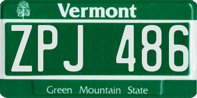 VT license plate ZPJ486