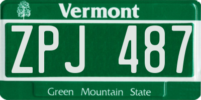 VT license plate ZPJ487