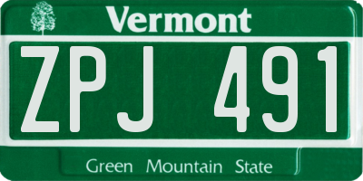 VT license plate ZPJ491