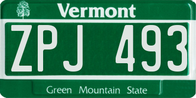 VT license plate ZPJ493