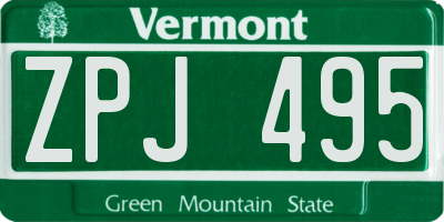 VT license plate ZPJ495