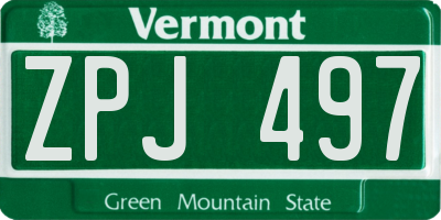 VT license plate ZPJ497